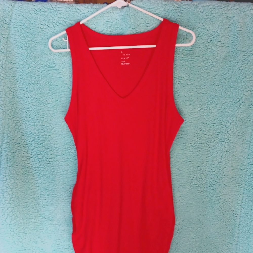 47 inch long from top back neck to the very bottom, sleeveless dress